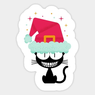 Christmas black cat smiling Sticker